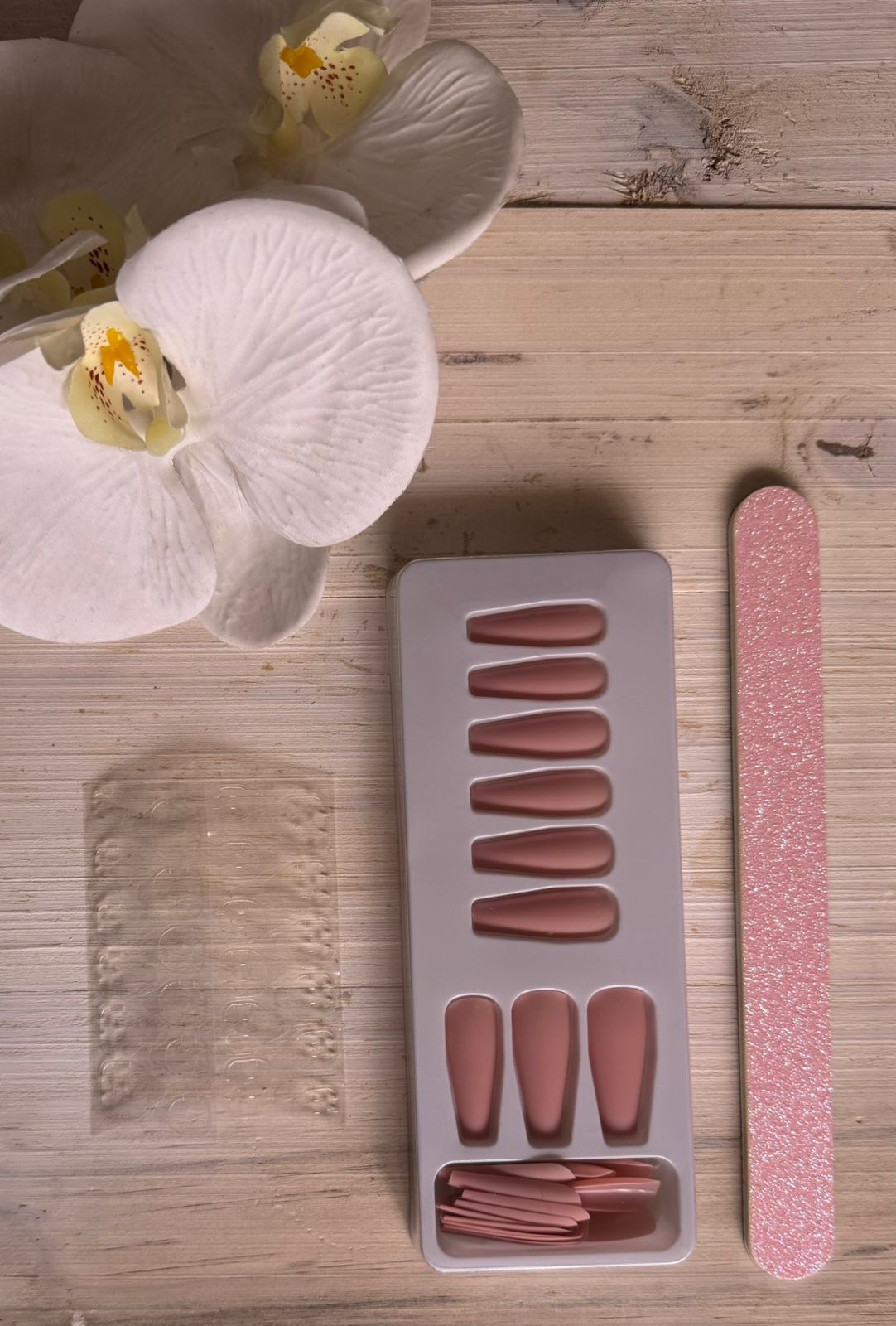 Set of Matte Press-On Nails in the shade Nude Pink+Receive a Glitter Nail File ABSOLUTELY FREE with this purchase!