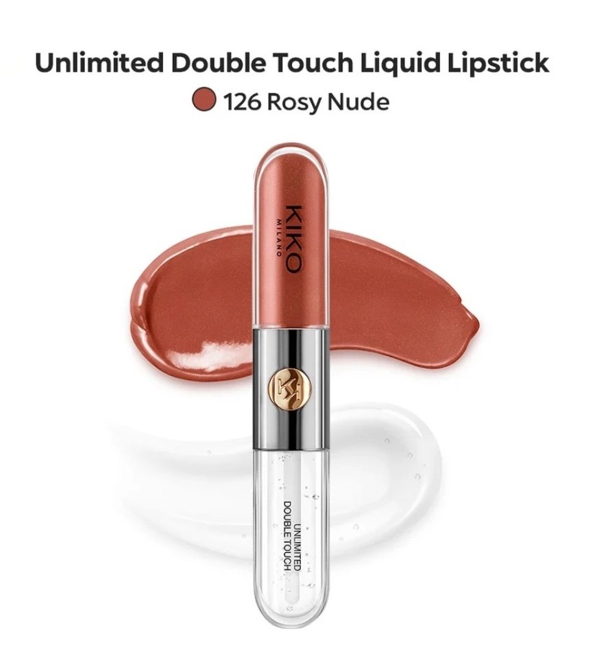 KIKO MILANO Dupe-Unlimited Double Touch Liquid Lipstick in 126-Rosy Nude(Parallel Import)